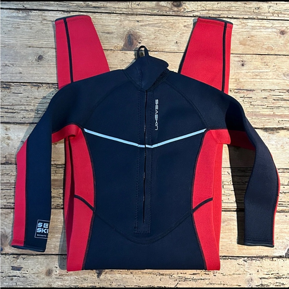 SeaSkin Black and Red Rashguard Swim Top Size 12